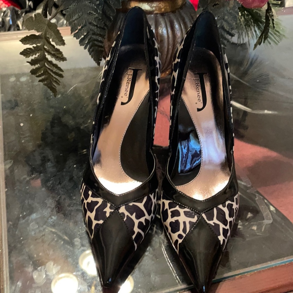 Black and white heels